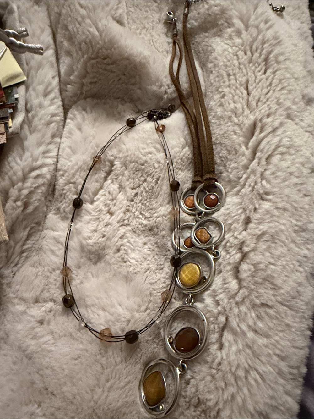 Boho Brown Multi-Stone Pendant Necklace - Unbranded